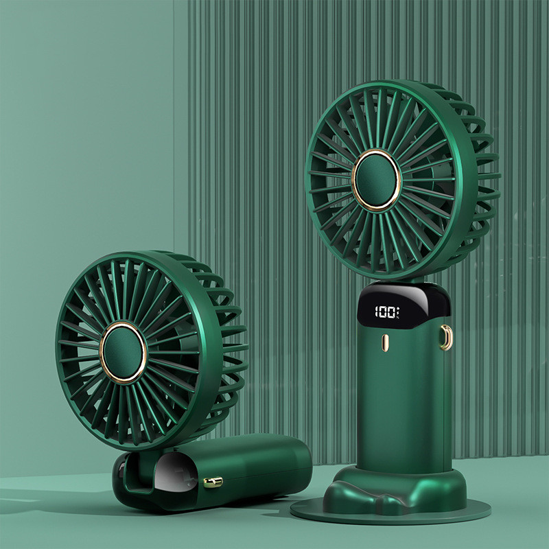 Mini ventilador eléctrico portátil de mano, recargable por USB, plegable, para colgar en el cuello, para exteriores, ajustable, 5 velocidades, potente enfriador de aire
