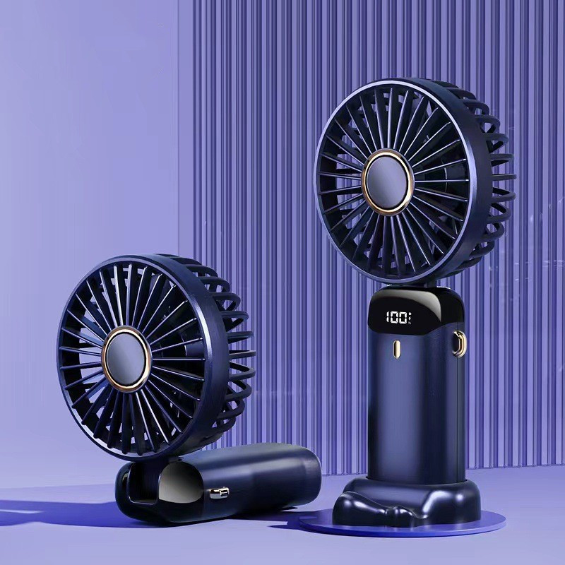 Mini ventilador eléctrico portátil de mano, recargable por USB, plegable, para colgar en el cuello, para exteriores, ajustable, 5 velocidades, potente enfriador de aire