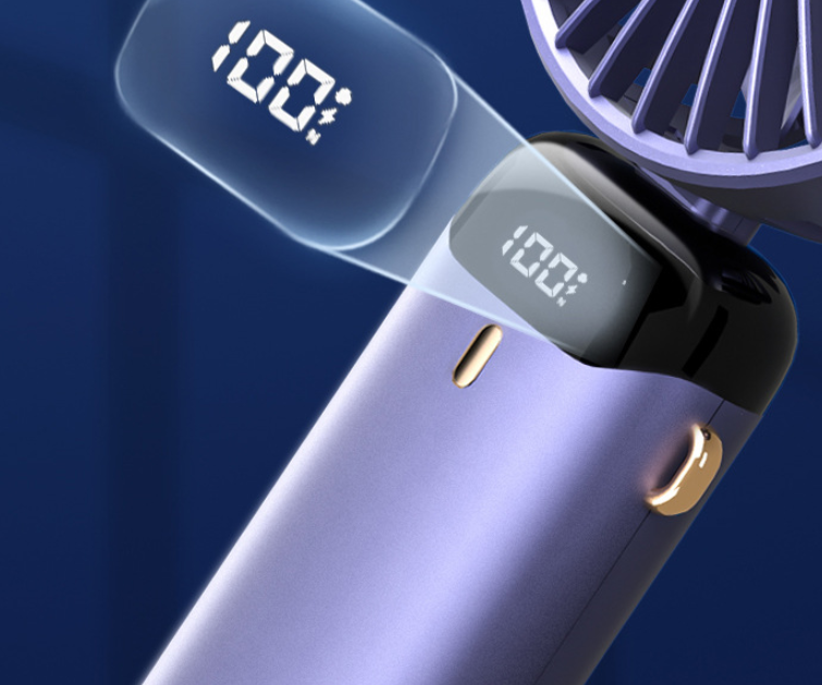 Mini ventilador eléctrico portátil de mano, recargable por USB, plegable, para colgar en el cuello, para exteriores, ajustable, 5 velocidades, potente enfriador de aire