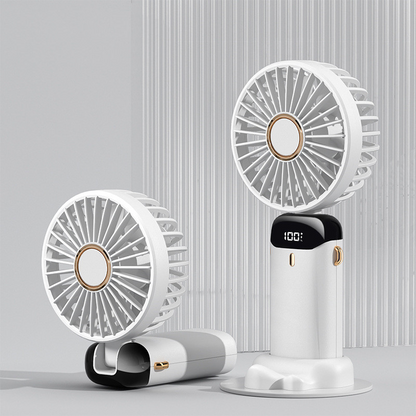Mini ventilador eléctrico portátil de mano, recargable por USB, plegable, para colgar en el cuello, para exteriores, ajustable, 5 velocidades, potente enfriador de aire