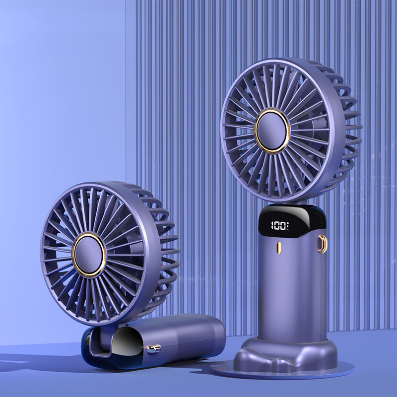 Mini ventilador eléctrico portátil de mano, recargable por USB, plegable, para colgar en el cuello, para exteriores, ajustable, 5 velocidades, potente enfriador de aire
